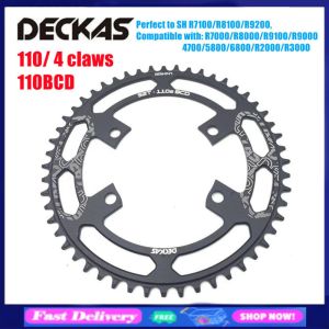 DECKAS 110BCD 4-Paw Round Road Bike Sprocket 36T/38T/40T/42T/44T/46T48T/50T/52T Suitable for SHIMANO R7000 R8000 R9100 bicycle chainring