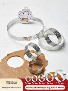 Rocksheat 304 Stainless Steel round Tart Ring Pastry Baking Mould for Fruit Pie And Cake Making French Style Kitchen Tool
