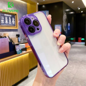 FLOVEME Luxury Glass Hard Transparent Phone Case For iPhone 14 Plus 14 13 12 11 Pro Max With Tempered Glass Lens Film Protection All-inclusive Clear Simple Bumper Back Cover For iphone 14 13 12 11