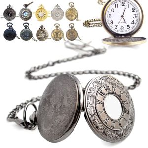 DAWEIF Men With Necklace Quartz Steampunk Pocket Watch Fob Watches Pocket