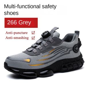 Rotary Button Safety Shoes Men Steel Toe Anti Smash Puncture Proof Indestructible Work Sneakers Protective Footwear