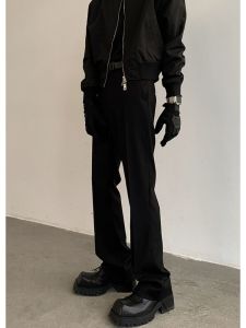 กางเกงขายาวทรงตรงสีดำบริสุทธิ์ Cleanfit สำหรับผู้ชาย ดีไซน์เนื้อผ้าเนื้อนุ่มสบาย ทรงหลวม ทรงเข้ารูป ทรงขาบานเล็ก ทรงไม่เท่ากัน ทรงไม่เท่ากัน