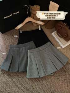 Korean Style Small Size Woolen Plaid Short Skirt Anti-Light Half Skirt Women Winter New Slim High Waist A-Line Skirts