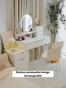 ASJ_Modern Minimalist Design Dressing Table D1 with side cabinet and drawer storage