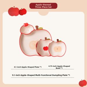 Apple Shaped Cute Hand-painted Ceramic Dessert Bowl With Compartments