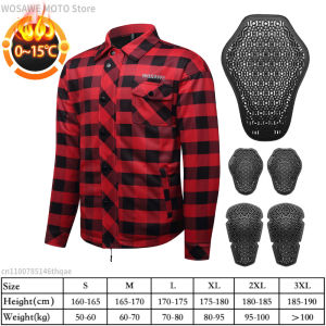 WOSAWE | WOSAWE Winter Mens Motorcycle Jacket Thermal Fleece Coats Street Plaid Shirt Long Sleeved Couple Travel Casual Checkered Shirt