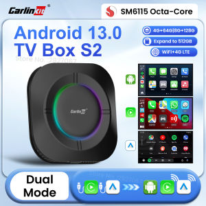 CarlinKit | CarlinKit Android 13 CarPlay Ai Box SM6115 8cores Android TV Box Wireless CarPlay Android Auto Streaming Box 4GLTE WiFi 64G 128G