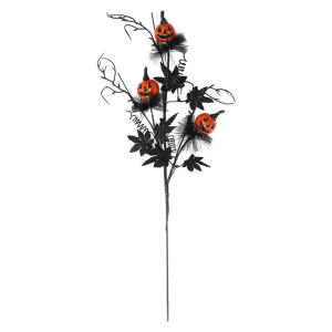 Others | Artificial Flower Stems Decorative Halloween Pumpkin Bouquet for Home Party Gothic Black Maple Leaves Table Centerpieces