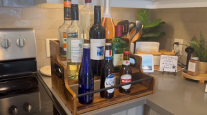 Wooden Wine Display Rack 3 Layer Coffee Syrup Rack Holder for Kitchen Bars Living Room Coffee Tea Organizer Spice Stand Desktop Multi Purpose Seasoning Shelf Storage Rack Large Capacity Waterproof Save Space
