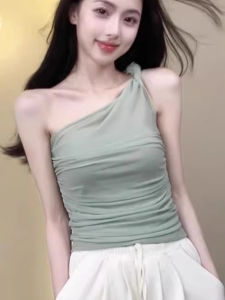 chaqi | Áo ba lỗ không tay ngắn hở vai mùa hè mới dành cho nữ Áo lưới gợi cảm không tay Áo ba lỗ cổ tròn không tay Pure Desire