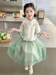 Baby Girl Tang Suit National Style Dress Suit 2024 New Arrival Summer Dress Chinese Ancient Style Princess Dress Little Girl Han Dynasty Skirt