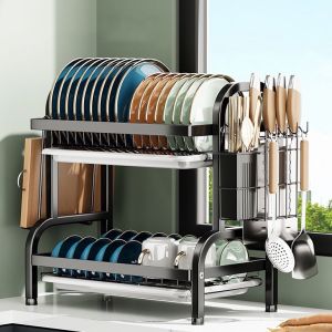【5 years warranty】2/3-Tier Dish Rack Kitchen Countertop Plate Organizer Dish Drainer Drying Rack dish rack organizer on sale Stainless Steel Dish Drainer Plate Drying Storage Shelf