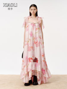 Spring/Summer New Fashionable Pastel Floral Print Pink Dress