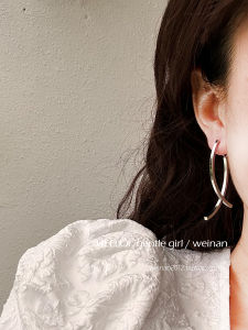 Front and Rear Cross Back Hanging Mosquito Coil Ear Clip Slim Looking Elegant Retro Hong Kong Style Fancy 925 Silver Nail Earrings for Women
