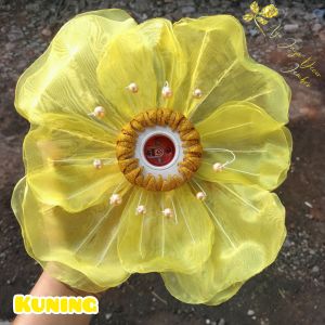 Bunga Artificial KELOPAK BUNGA CUP BUNGA + FITINGAN TERMURAH TERLARIS BAHAN KAIN ORGANDI DIAMETER 25 CM