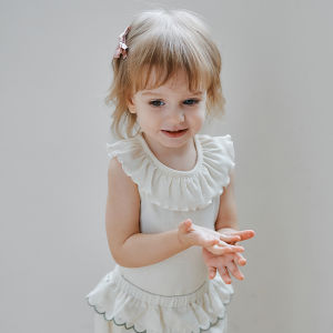 OAK FAMILY | Oak Family Summer Baby Girl Vest Collarless T-shirt Modal Base Shirt Sleeveless Top Cotton Blend Fabric Pure Color Design