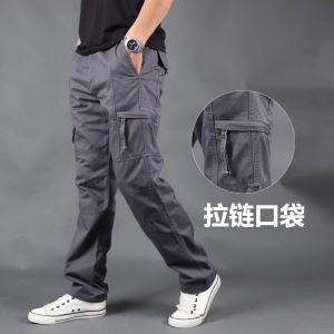 Quần Dài Nam Mùa Hè Mỏng Cỡ Lớn Nhiều Túi Quần Dài Ống Đứng Rộng Rãi Chất Liệu Cotton Nguyên Chất Bền Bỉ Thời Gian