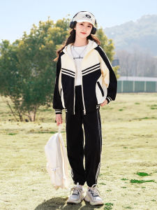 Bộ Đồ Thể Thao Hai Mảnh Thời Trang Xuân Thu Cho Bé Gái Phong Cách Hàn Quốc Cỡ Lớn Thường Ngày Chất Liệu Khác