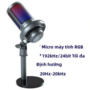 Micro USB Chơi Game Cho PC/Mac Với Đầu Ra Tai Nghe Và Chức Năng Tắt Tiếng Bằng Cảm Ứng Micro Tụ Điện RGB Để Bàn Dùng Cho Thu Âm Và Phát Trực Tuyến