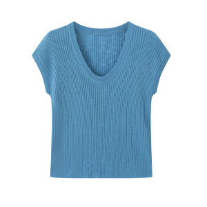 Flutter Sleeve V-Neck Loose Breathable Knit Top