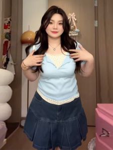 เสื้อยืดแขนสั้นทรงสลิมฟิตสำหรับผู้หญิงไซส์ใหญ่ ดีไซน์ฤดูร้อน ผ้าลายดอกไม้ ทรงเข้ารูป เสื้อยืดผู้หญิง แขนสั้น ทรงเข้ารูป