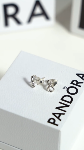 Pandora Sterling Silver/Rose Gold Sparkling Infinity Stud Earrings EH1003