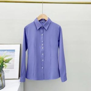 Áo Sơ Mi Dài Tay Màu Trắng Mùa Thu Cho Nữ Phong Cách Công Sở Phong Cách Hàn Quốc Áo Sơ Mi Cổ Vuông Tay Dài Mùa Thu