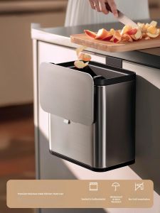 New High-end Stainless Steel Dual-layer Wall-mounted Kitchen Trash Bin