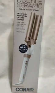 Conair Double Ceramic 3 Barrel Curling Iron Triple Barrel Waver Hair Tool Creates Deep Continuous Waves Hair Curler