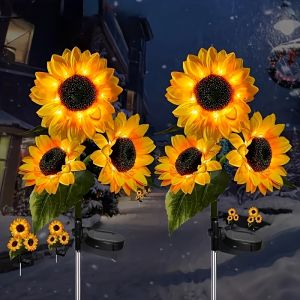 Solar Powered Sunflower Garden Light IP65 Waterproof LED Decorative Flower Lamp Yard Lawn Landscape Pathway Christmas Decoration