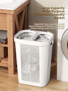 Qianqin | Large Capacity Home Laundry Basket with Lid and Partitions