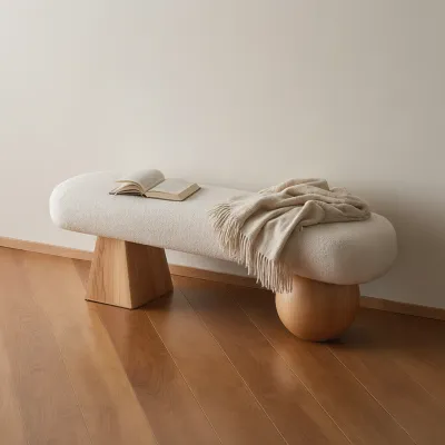 French Style Entrance Hallway Shoe Bench Minimalist Living Room Long Bench Mid-Century Modern Creative Furniture Bedroom Rest Bench