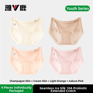 Antibacterial Seamless Ice Silk Girl Briefs