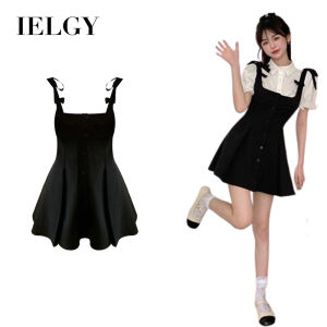 IELGY korean design sense shirt female bow tie waist suspenders suspenders dress