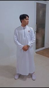 Gamis Jubah Pria Remaja Dewasa Muslim Resleting Lengan Panjang Kekinian Bahan Katun Polymicro