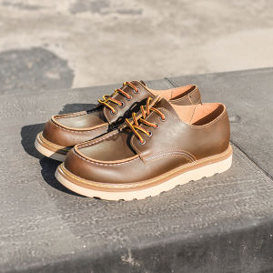 Retro American Work Shoes Outdoor Low-Top Martin Boots Genuine Leather Mad Hatter Style British Casual Big Head Shoes