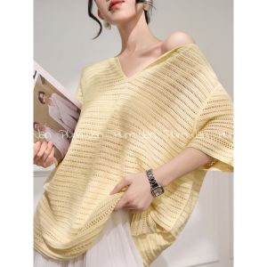 PlumJan | Áo Sweater V-Neck Thanh Lịch Phong Cách Đục Lỗ Ôm Sát