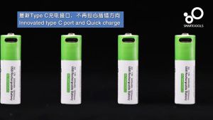 Baterai Cas Isi Ulang 2pcs Smartoools Powerbatt 18650 3.7V Type-C USB Rechargeable Lithium Battery Charge