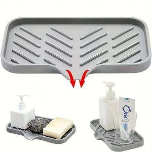 1pcs Silicone Drain Soap Box Kitchen Bathroom Anti-slip Sink Tray Creative Washing Table Soap Tray Free Punch Drain Rack