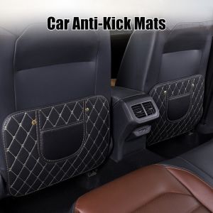 PU Leather Car Anti Kick Mats Car Seat Back Protector Cover Childrens Rear Seat Dirt Mat Storage Bag Car Interior Accessories