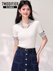 7.Modifier | Áo Thun Polo Cổ Trụ Tay Ngắn Kẻ Sọc