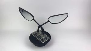 MOTORCYCLE SIDE MIRROR LONG STEM BLACK 10MM UNIVERSAL