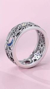Disney | New in 925 Sterling Silver Sun and Moon Love Princess Zircon Oxide Enamel Heart Love Rings Fashion Fine Jewelry For Women Gifts