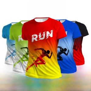 เสื้อยืดวิ่งแห้งเร็ว คอตั้ง แขนสั้น ระบายอากาศได้ดี สำหรับทั้งชายและหญิง เสื้อแข่งวิ่งมาราธอน ทีมงาน ปักลาย เสื้อผ้ากีฬา