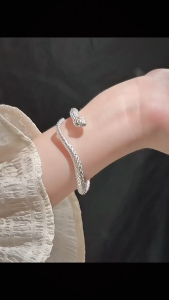 【Pharaoh🎀COD】Gelang Ular Perak Desain Minimalis Gelang Disesuaikan Gelang Tekstur Antik Tik Tok Gaya Yang Sama
