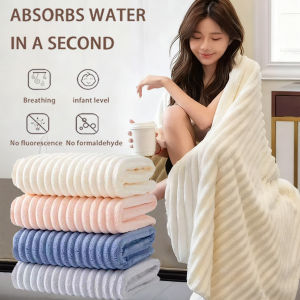 Bath Towel For Adult Towels For Bath Towel Beach Towel Adult Super Absorbent Quick Drying Large Towel Bath Towel Extra Large Thick Coral Fleece Bath Towel Super Absorbent Quick-Drying Makapal Thickened Coral Velvet Candy Strip Bath Towel Microfiber Towel
