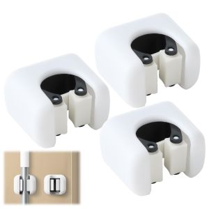 1/2/4pcs Wall Mounted Mop Clip Holder Bathroom No-Punching Mop Brush Broom Holder Rack Kitchen Organizer Holder Hook Accessories