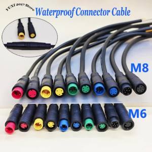 Waterproof M6/M8 Connector Cable 20CM 2/3/4/5/6 Pin Male Female Butt Plug For Signal Sensor E-Bike Scooter Solar Wiring