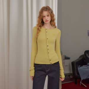 unifree | Áo Sweater Knit Nút Màu Không Đều Thời Trang