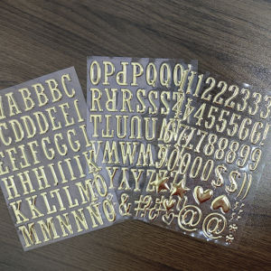 3 Sheets 3D Gold Puffy Letter Number Stickers DIY Crafts Stationery Glitter Scrapbook Self-Adhesive Decoration Decals Kids Toys